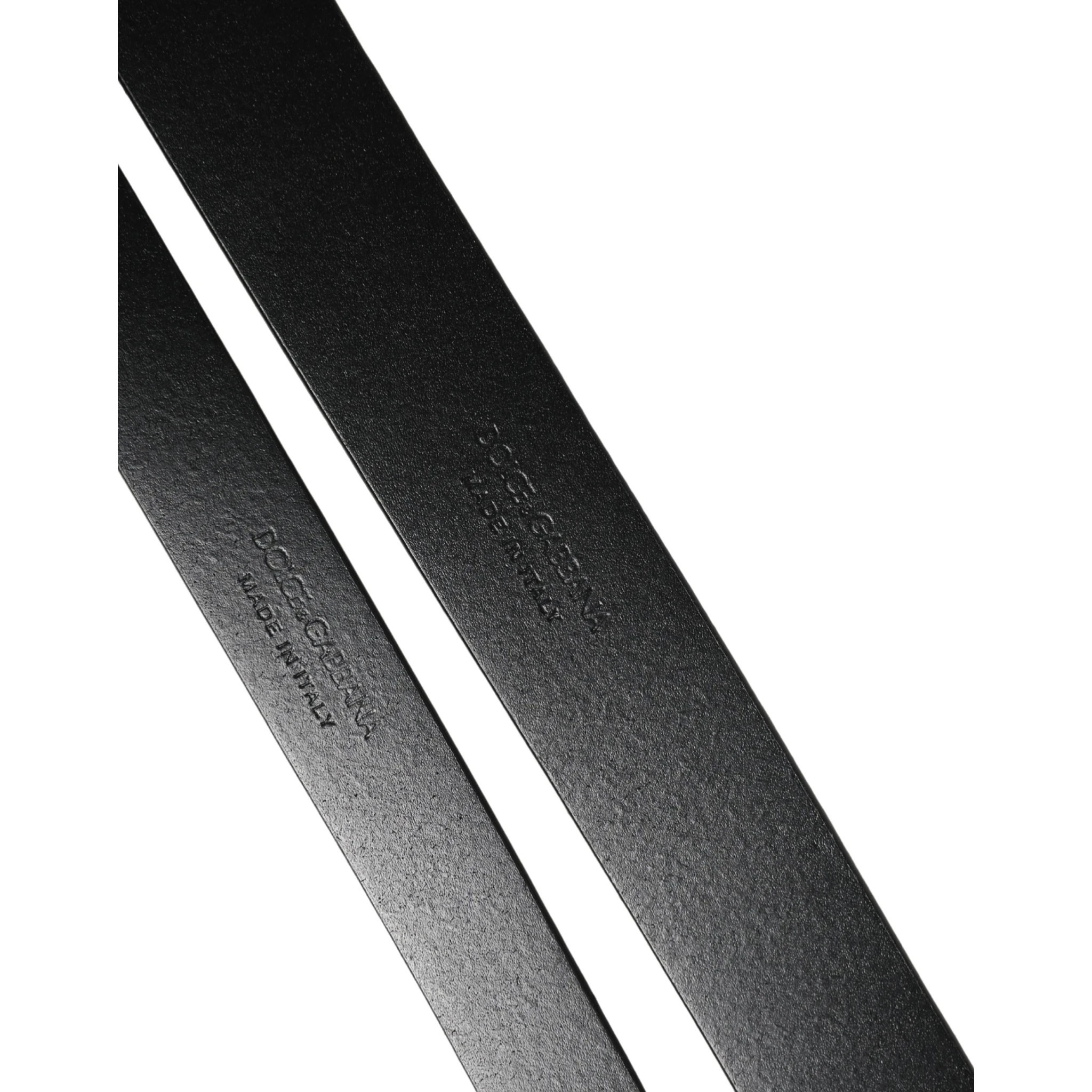 Black Double Strap Leather Silver Buckle Belt