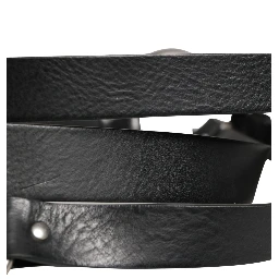 Black Double Strap Leather Silver Buckle Belt