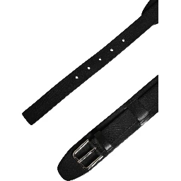 Men Black Classic Leather Metal Buckle Belt