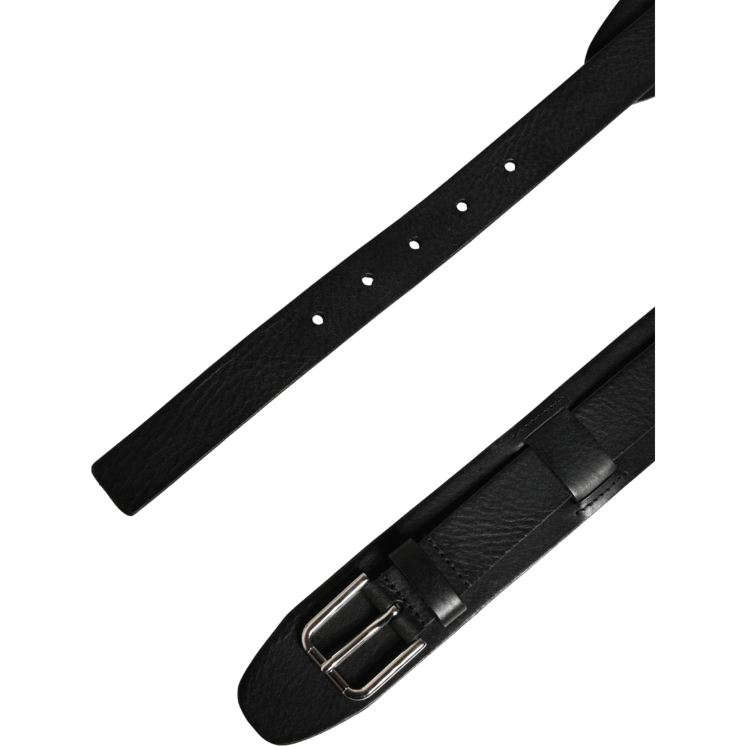Men Black Classic Leather Metal Buckle Belt