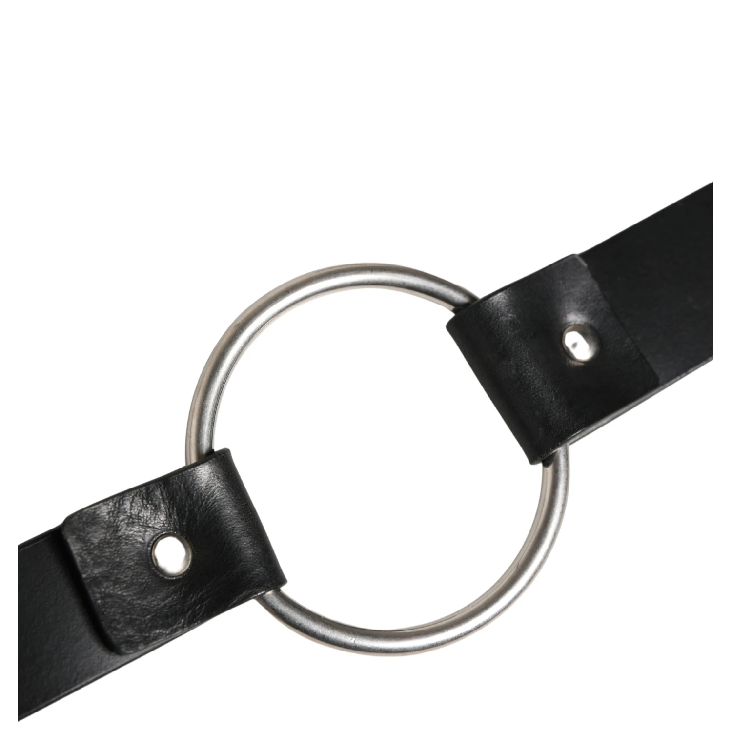 Black Double Strap Leather Silver Buckle Belt