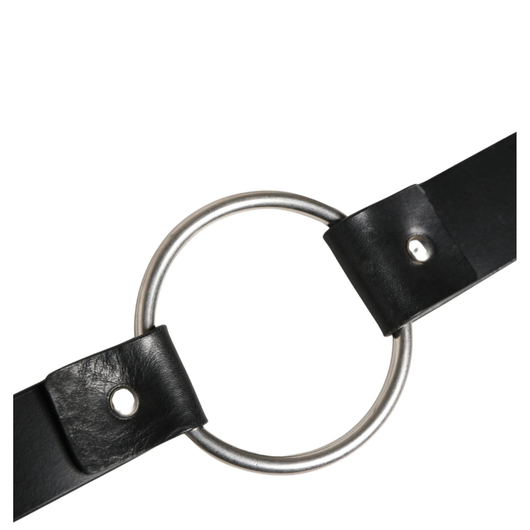 Black Double Strap Leather Silver Buckle Belt