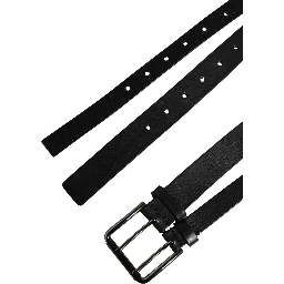 Black Double Strap Leather Silver Buckle Belt