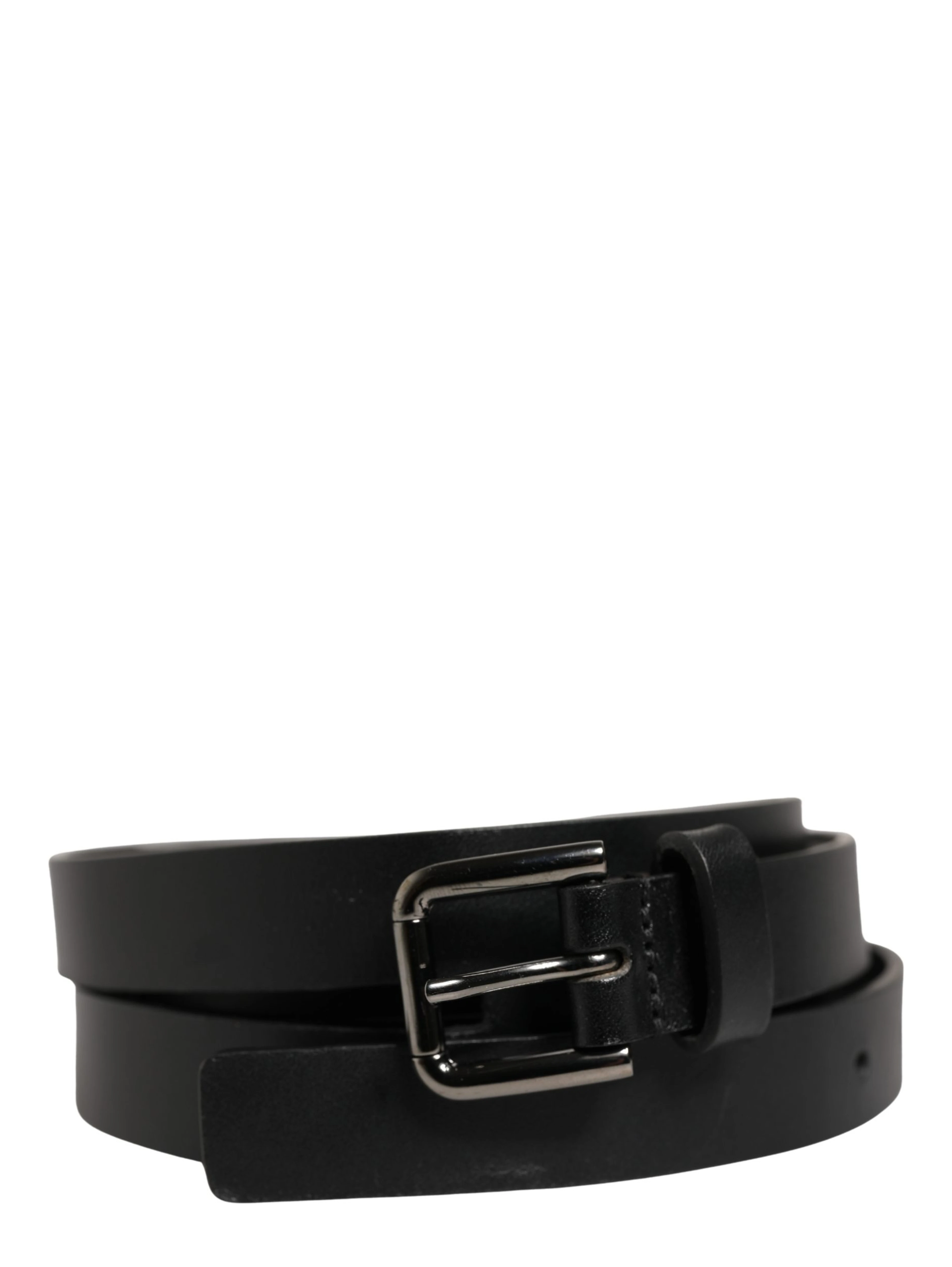 Black Double Strap Leather Silver Buckle Belt