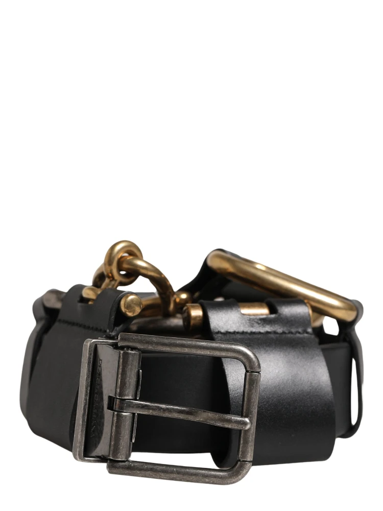 Men Black Classic Leather Metal Buckle Belt