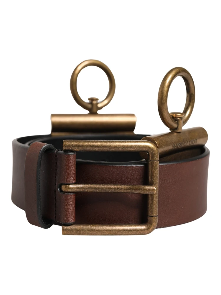 Men Brown Classic Leather Metal Buckle Belt
