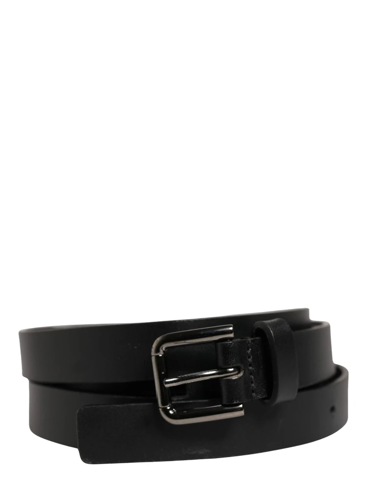 Black Double Strap Leather Silver Buckle Belt alternative