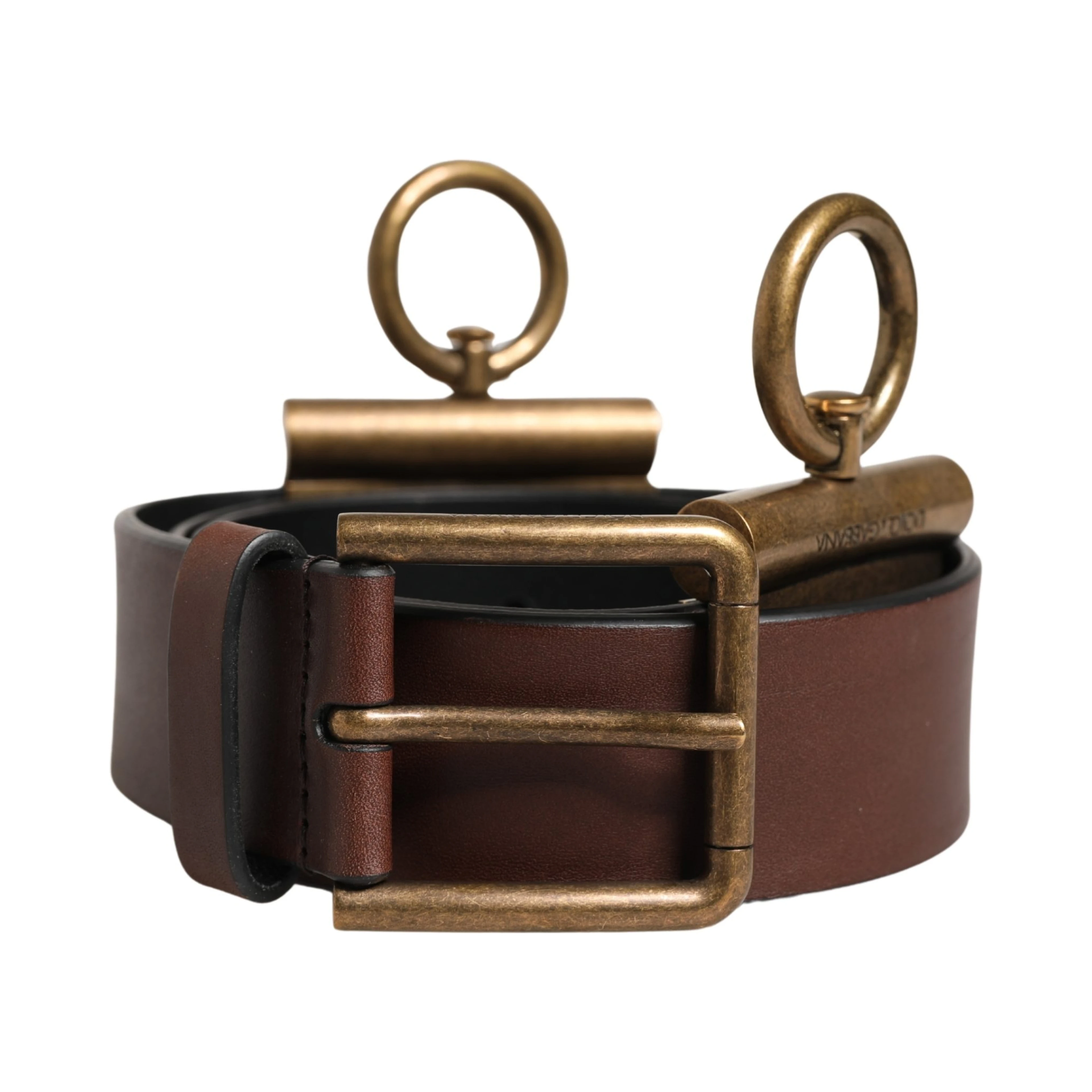 Men Brown Classic Leather Metal Buckle Belt