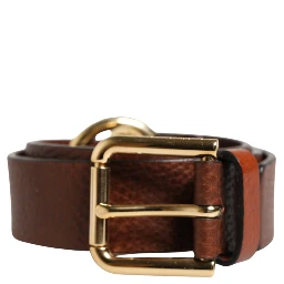 Men Brown Classic Leather Metal Buckle Belt