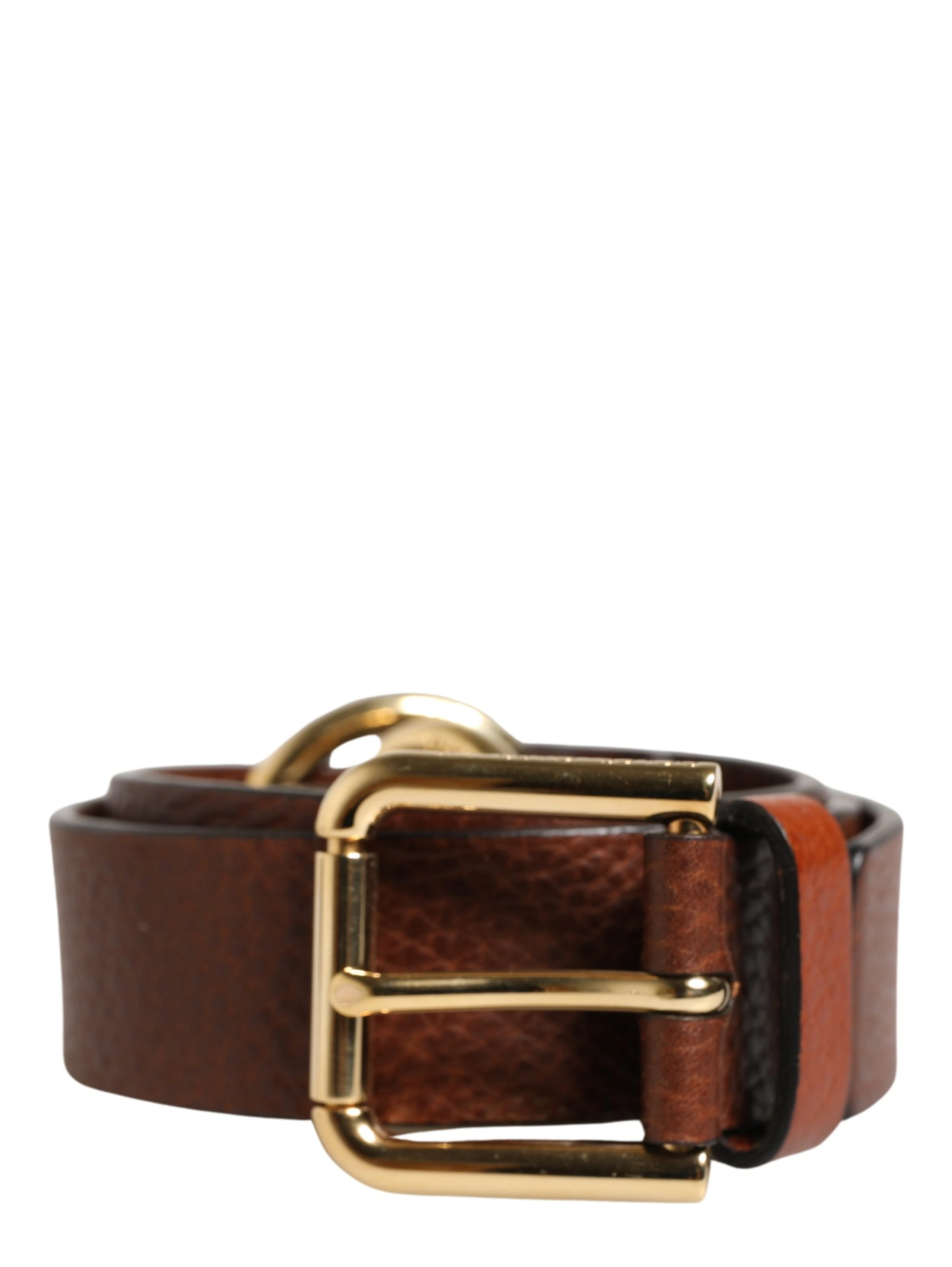 Men Brown Classic Leather Metal Buckle Belt