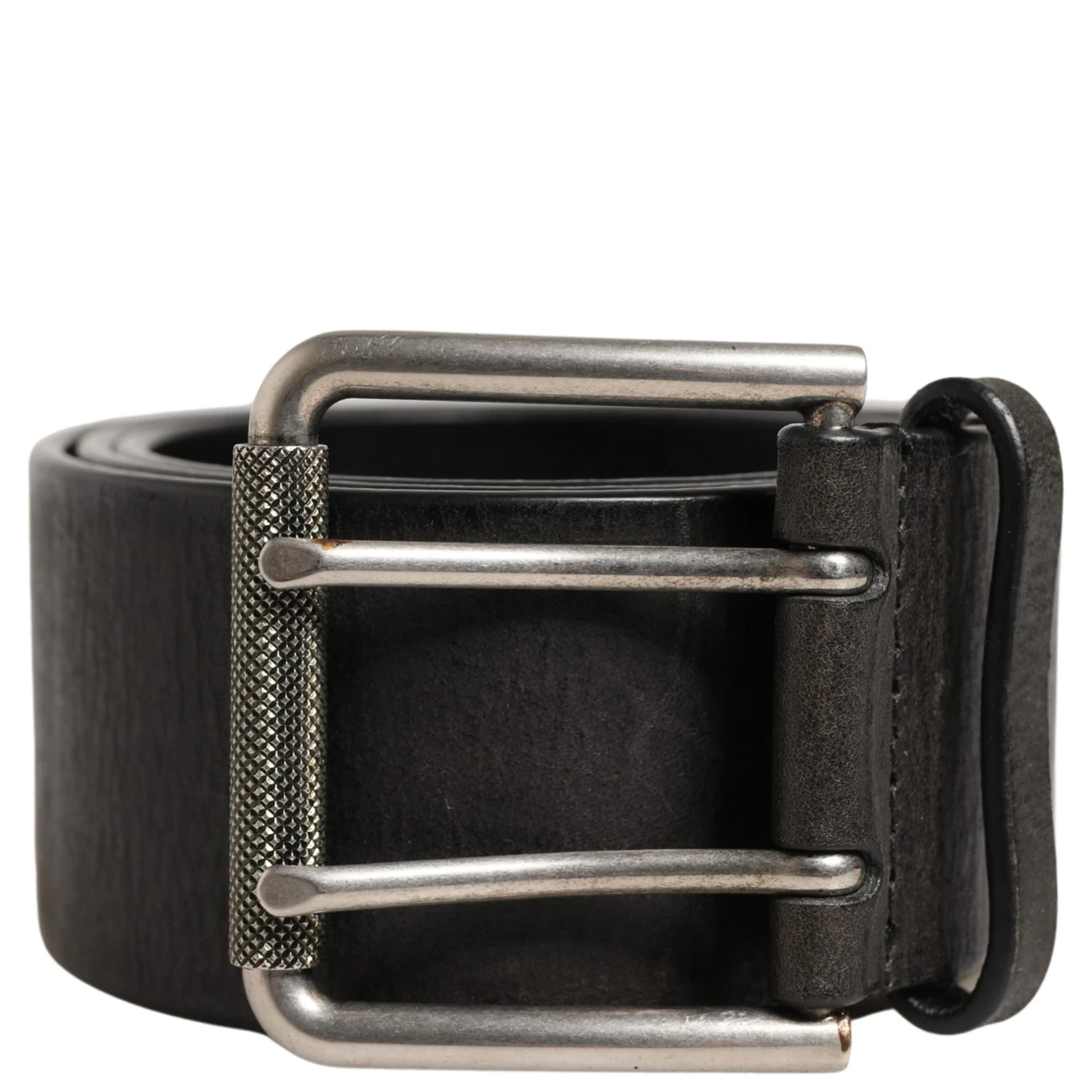 Men Black Classic Leather Metal Buckle Belt