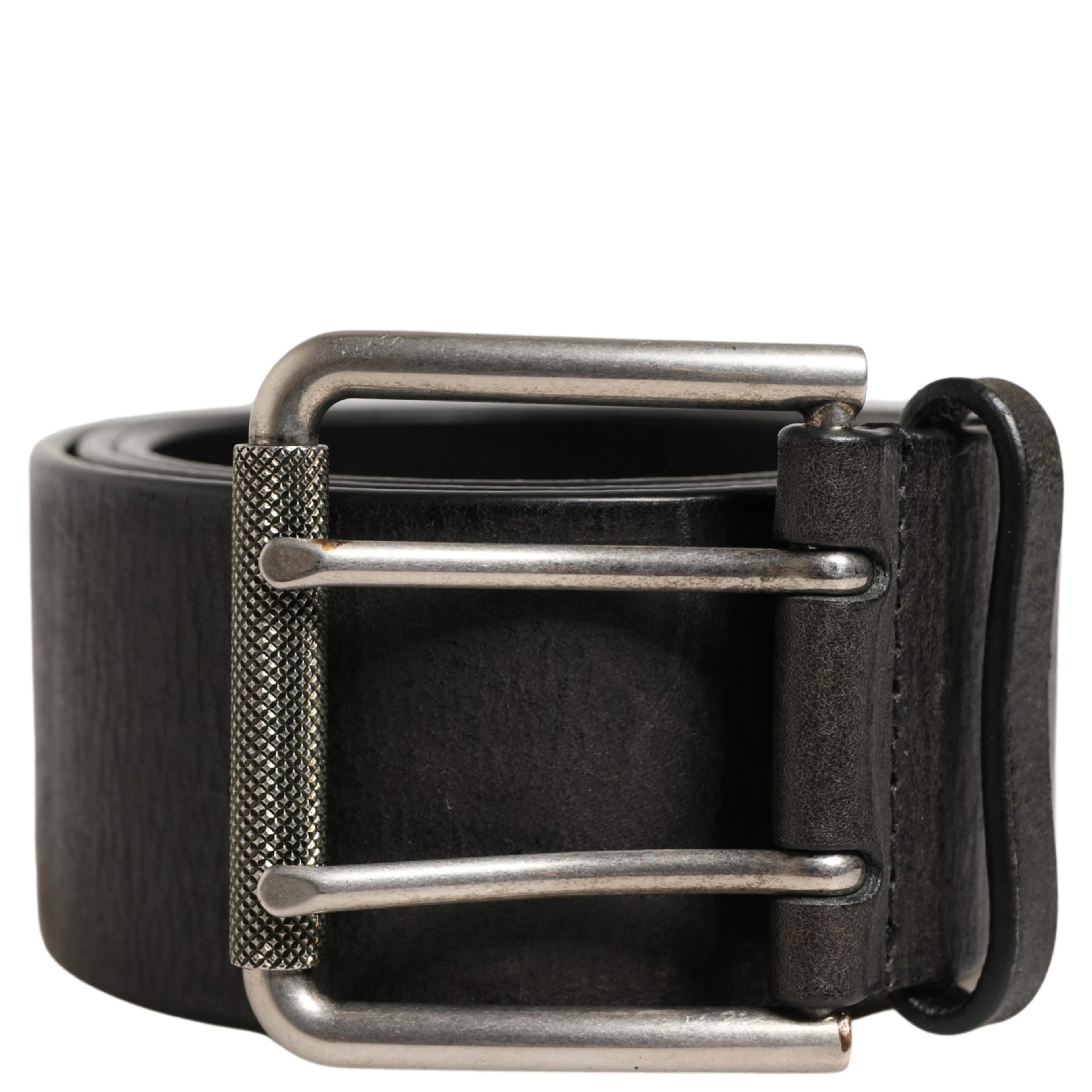 Men Black Classic Leather Metal Buckle Belt