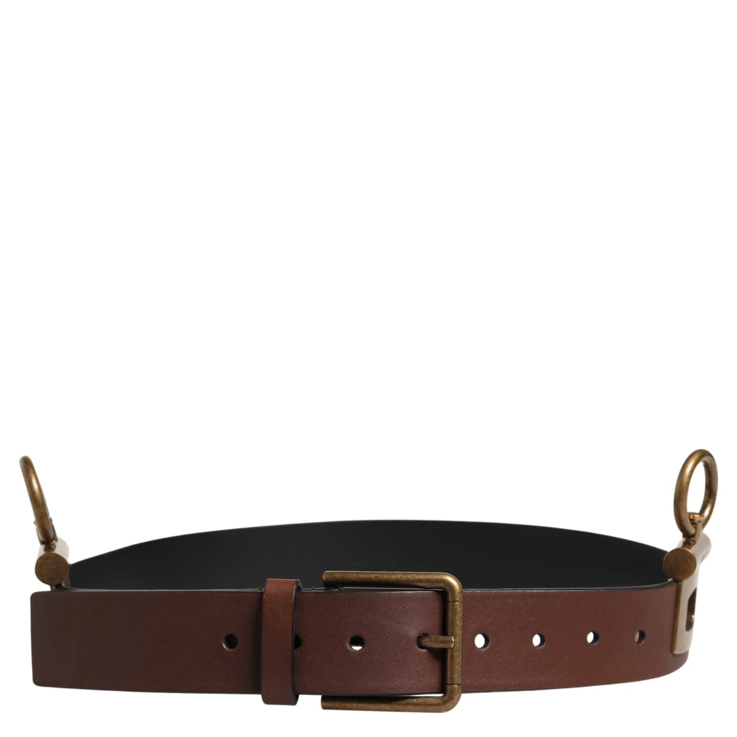 Men Brown Classic Leather Metal Buckle Belt