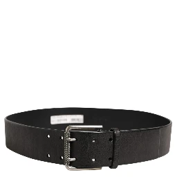 Men Black Classic Leather Metal Buckle Belt