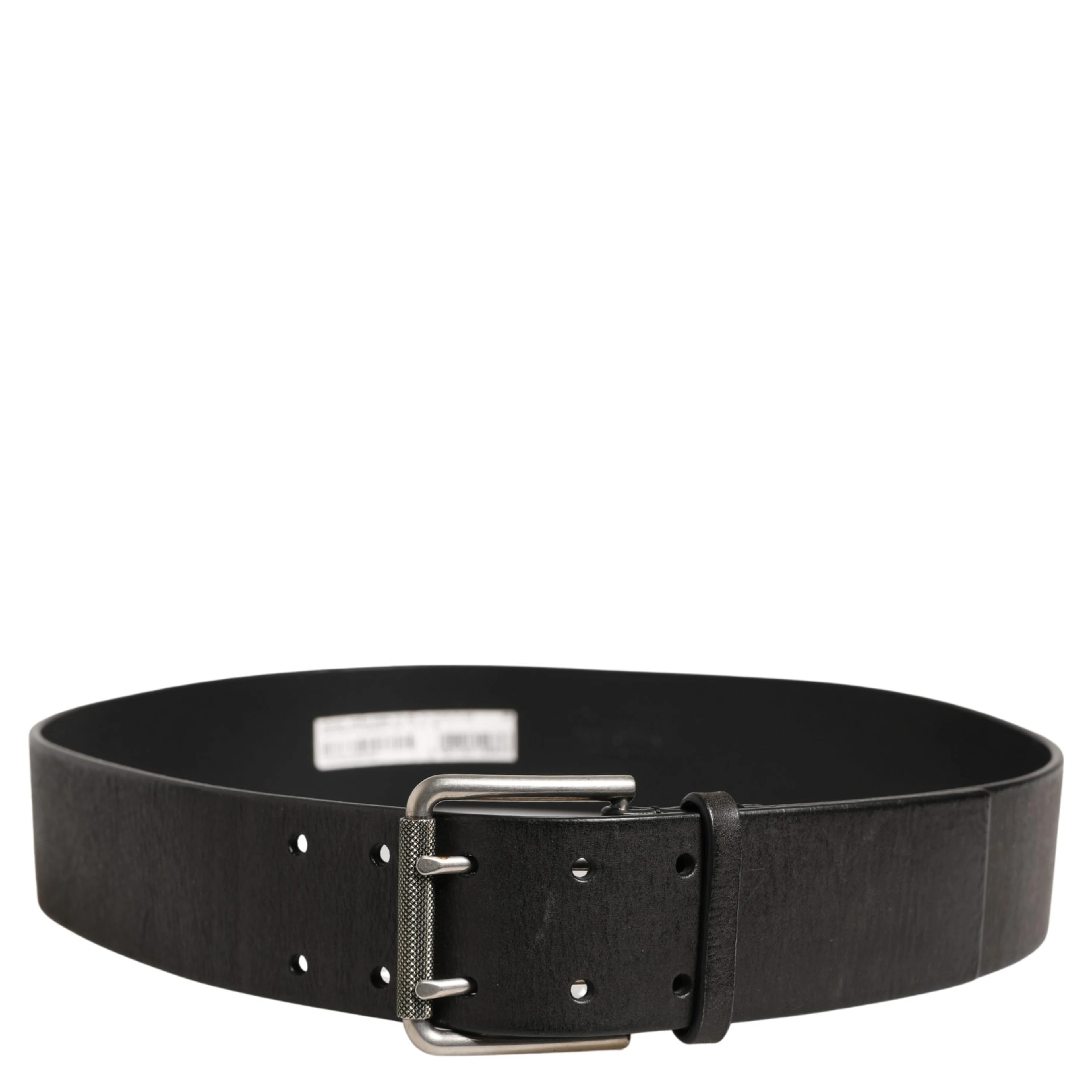 Men Black Classic Leather Metal Buckle Belt