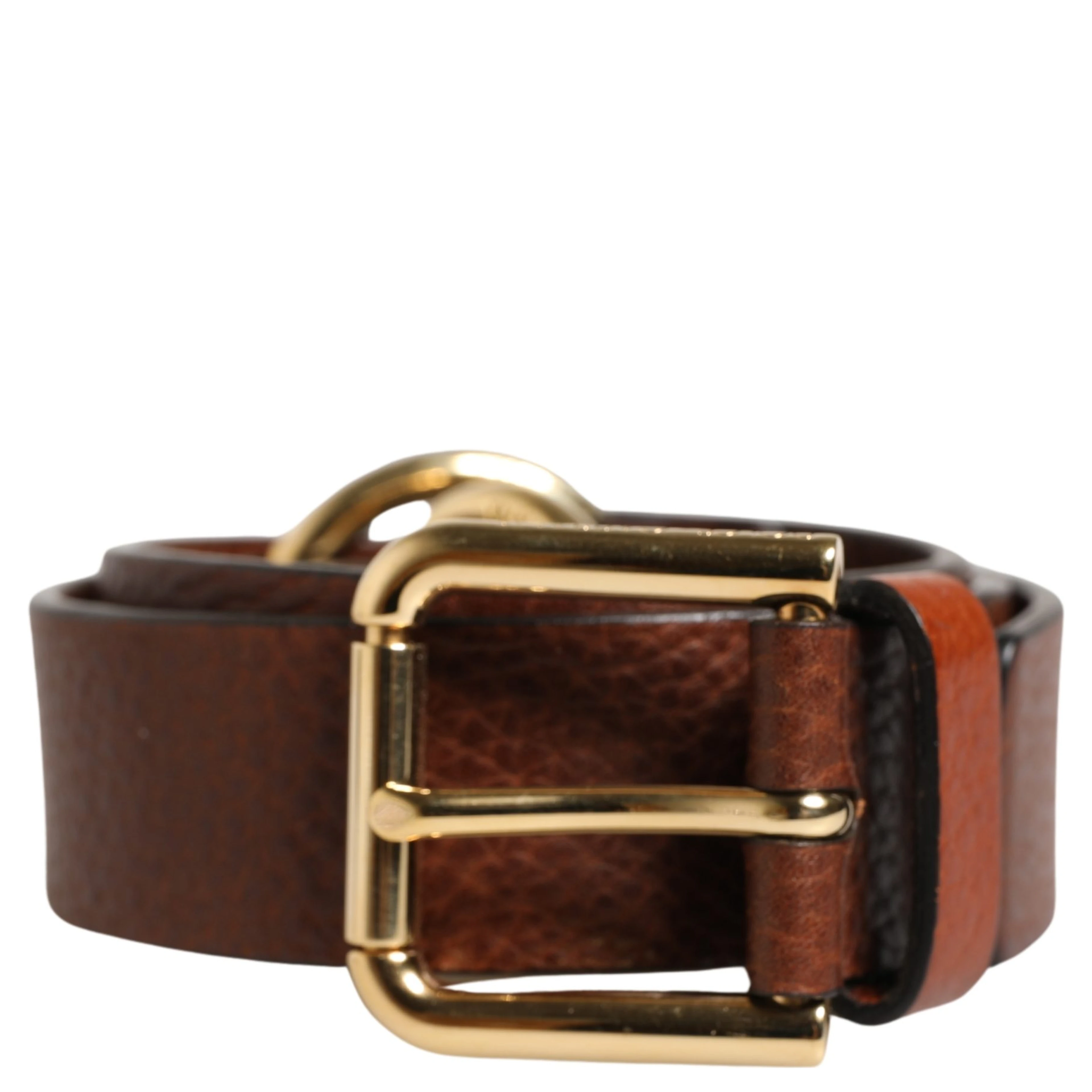 Men Brown Classic Leather Metal Buckle Belt