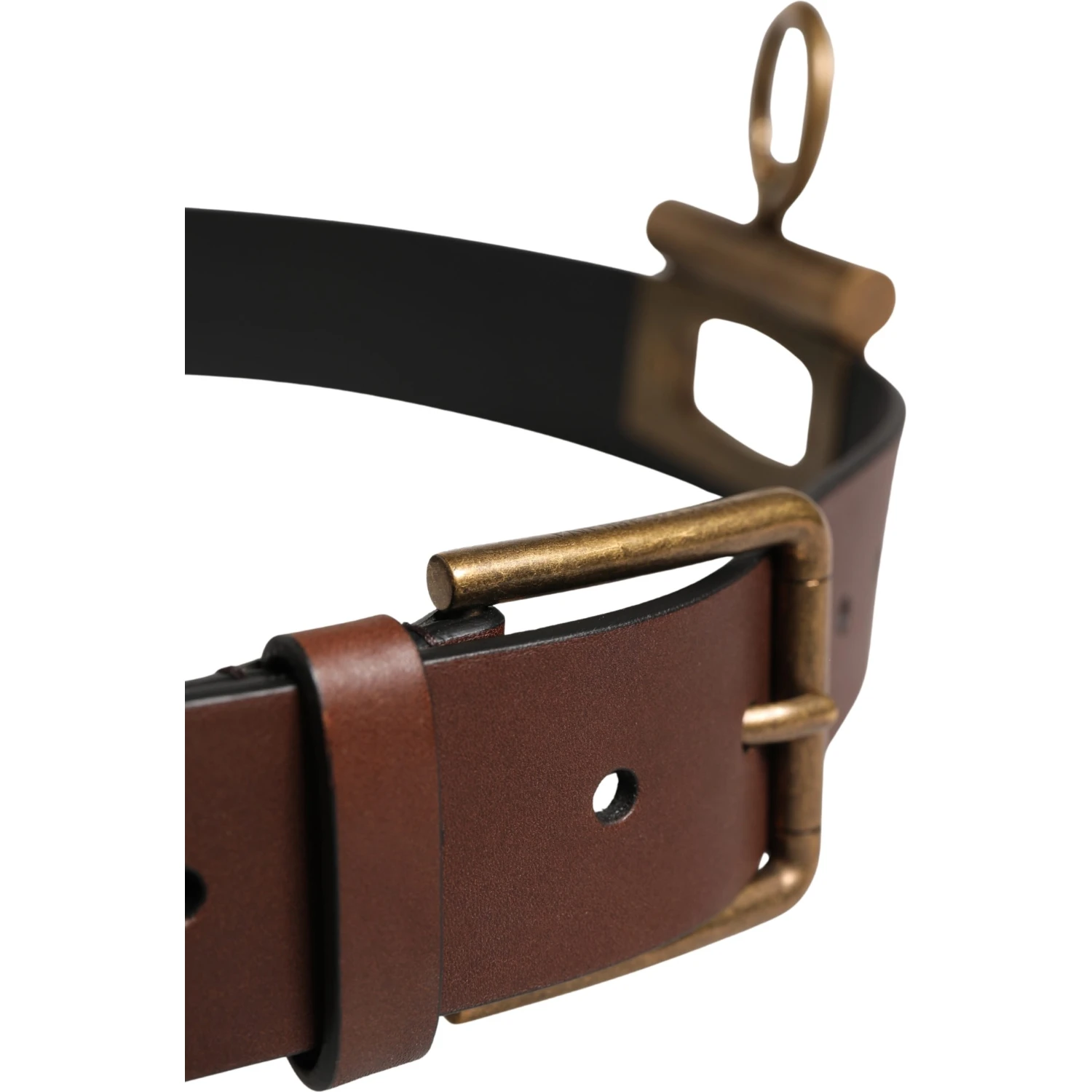 Men Brown Classic Leather Metal Buckle Belt
