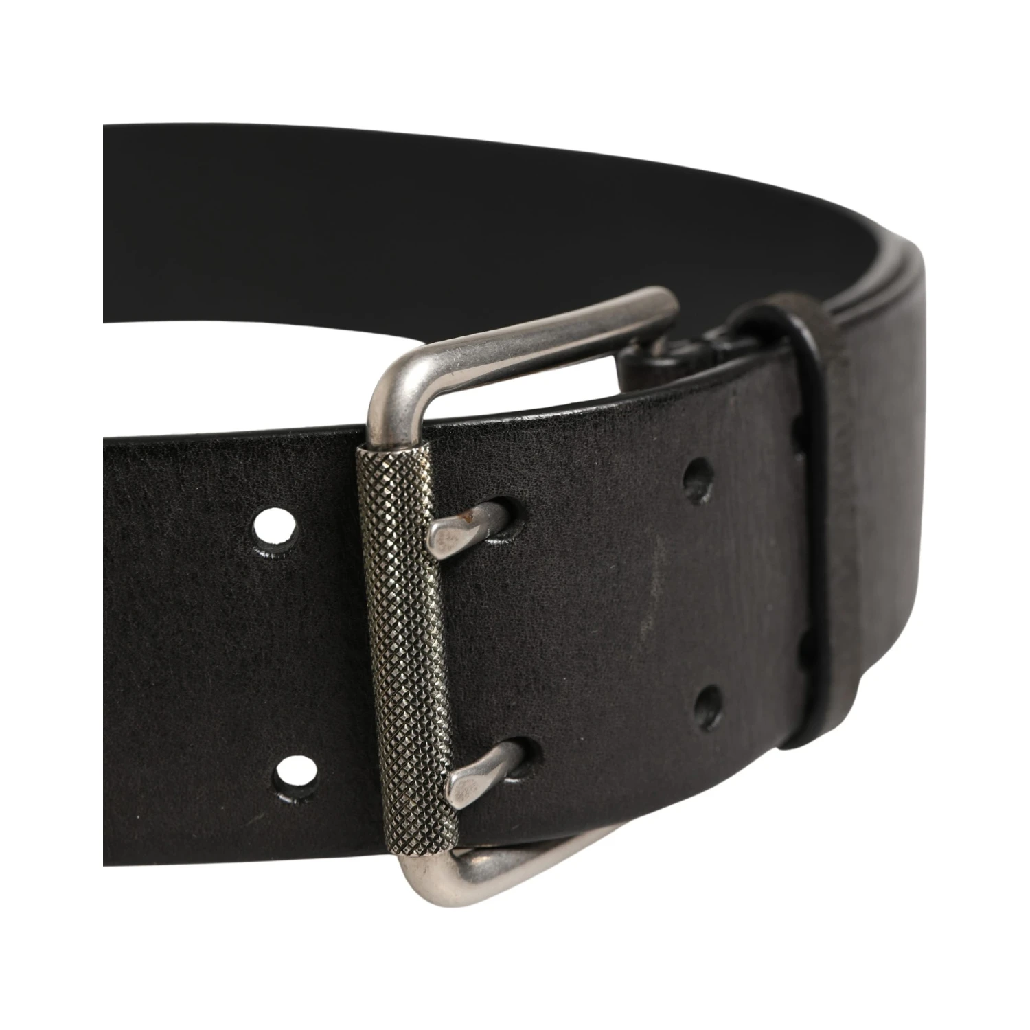 Men Black Classic Leather Metal Buckle Belt