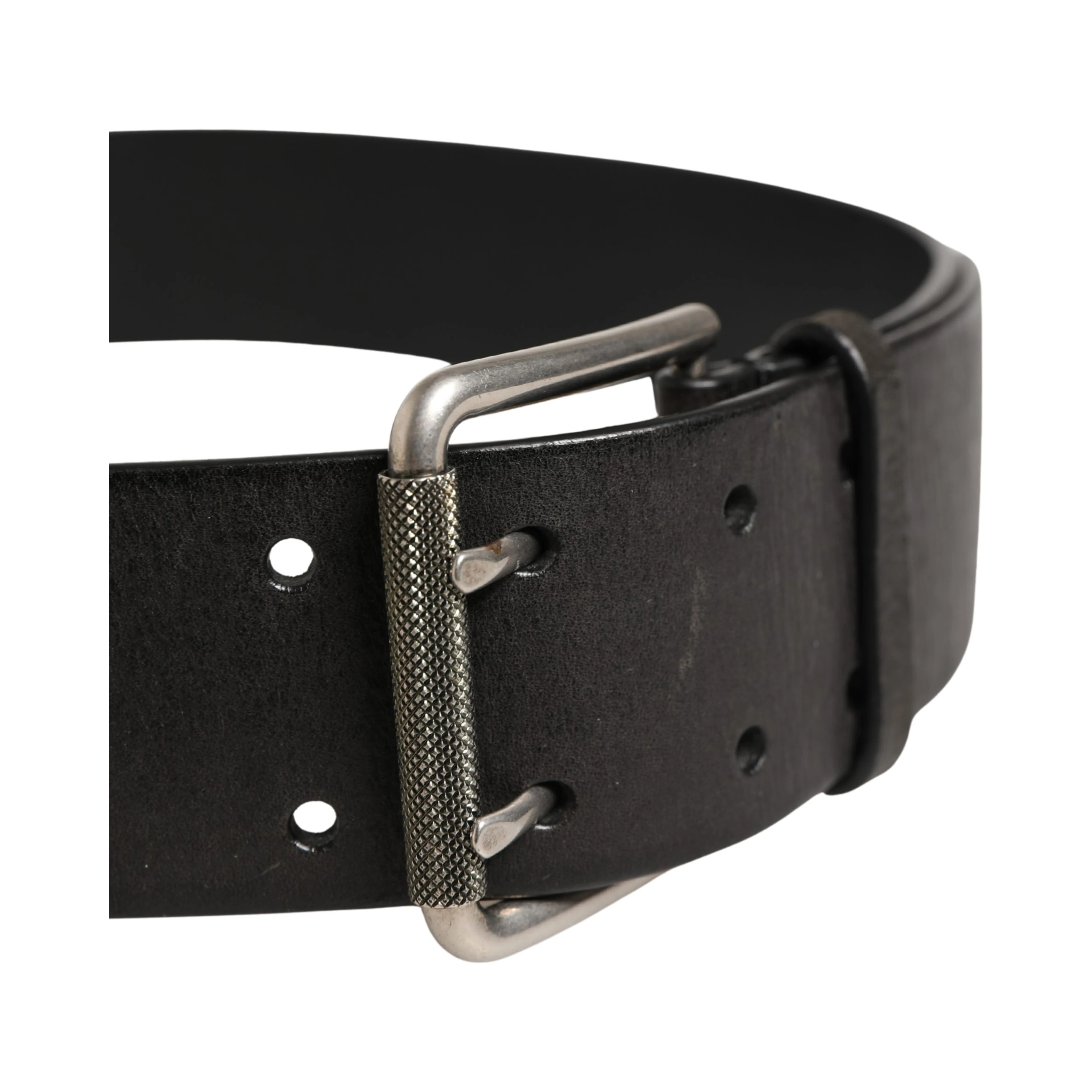 Men Black Classic Leather Metal Buckle Belt