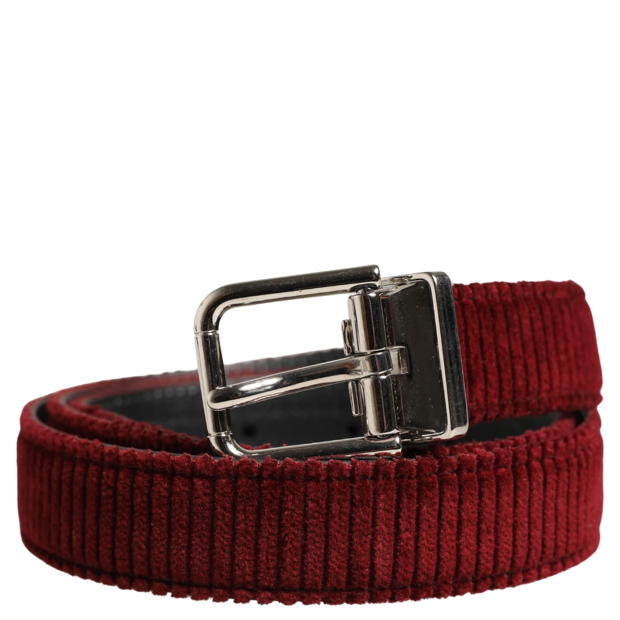 Men Red Velvet Leather Metal Buckle Belt