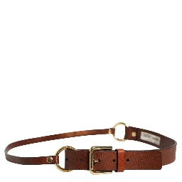 Men Brown Classic Leather Metal Buckle Belt