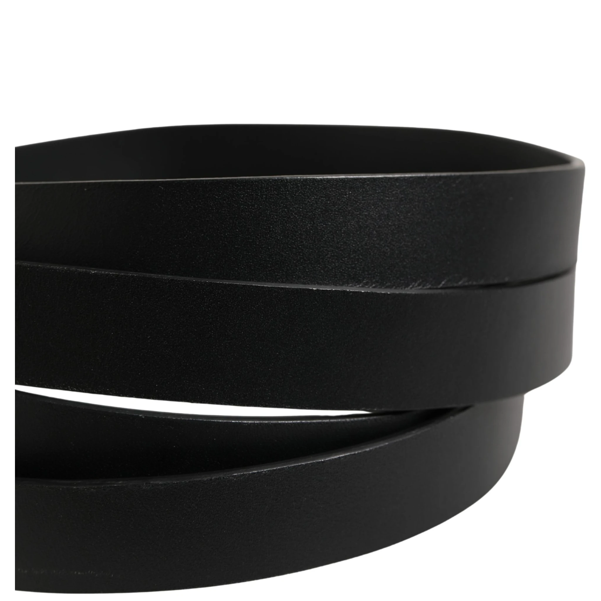 Black Double Strap Leather Silver Buckle Belt