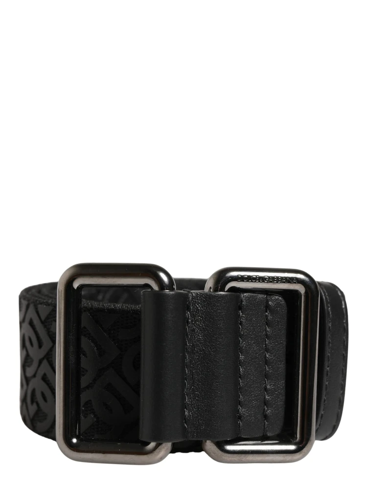 Men Black DG Logo Polyester Metal Buckle Belt