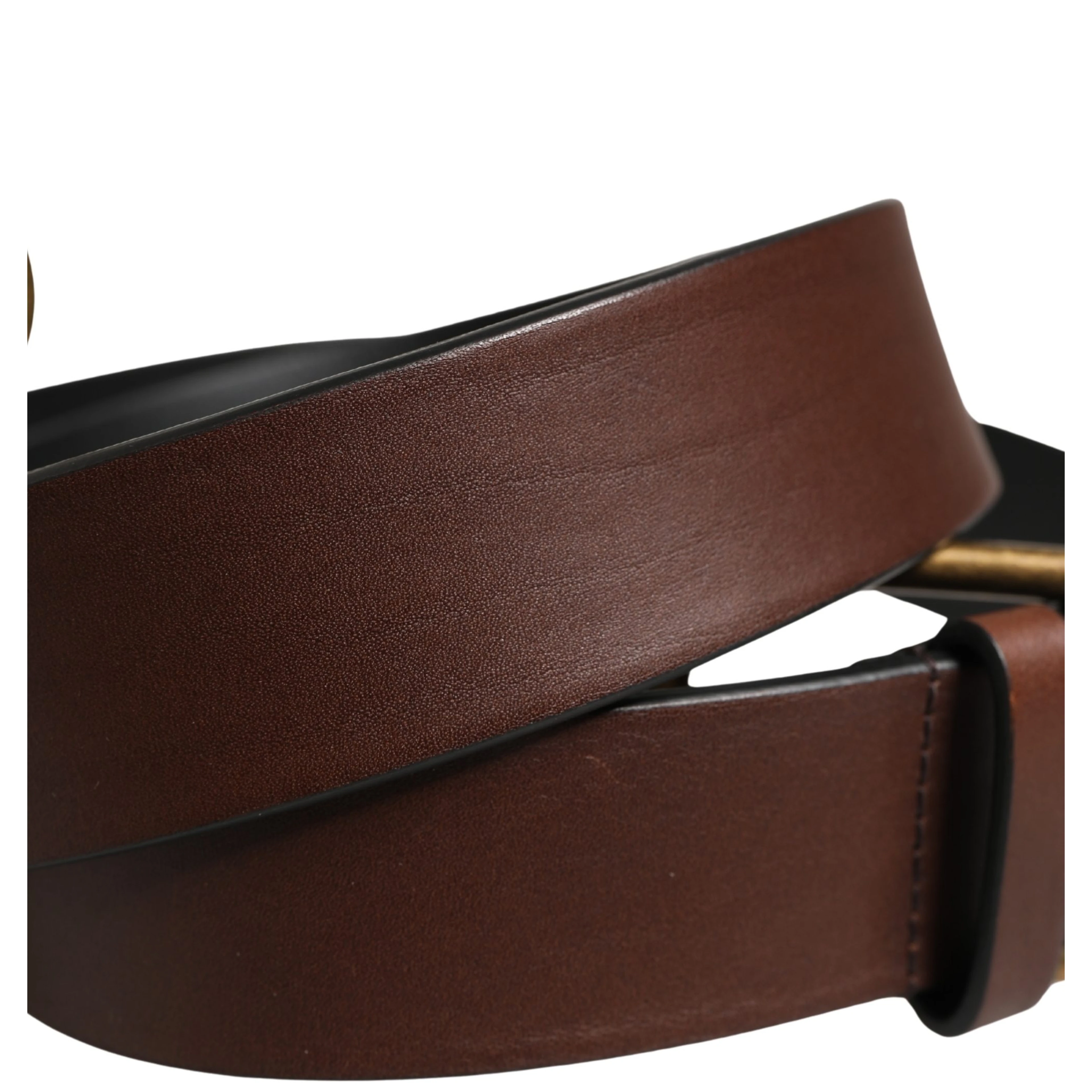 Men Brown Classic Leather Metal Buckle Belt