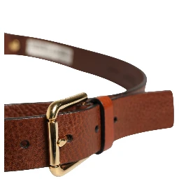 Men Brown Classic Leather Metal Buckle Belt
