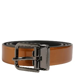 Men Brown Classic Leather Metal Buckle Belt