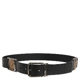 Men Black Classic Leather Metal Buckle Belt