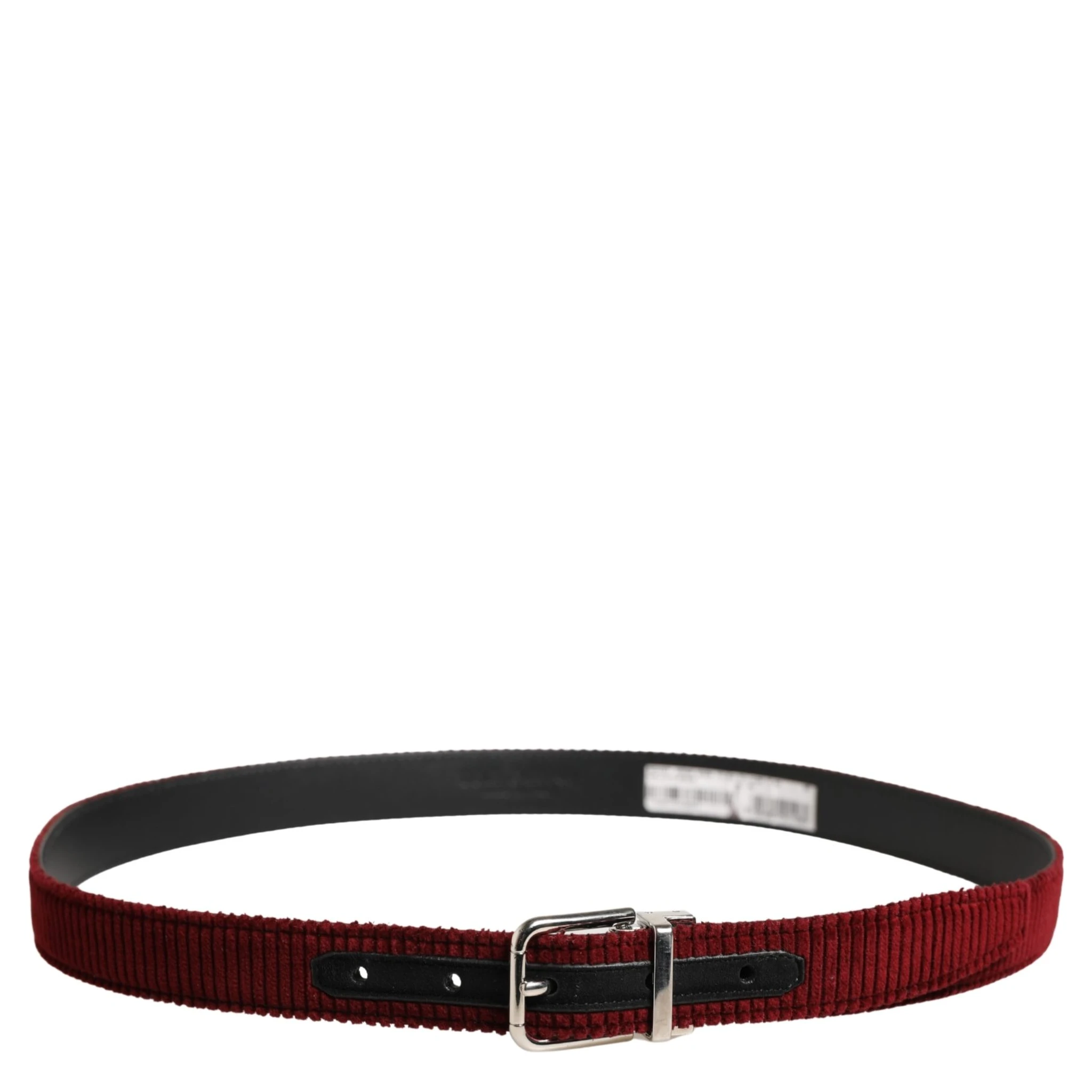 Men Red Velvet Leather Metal Buckle Belt
