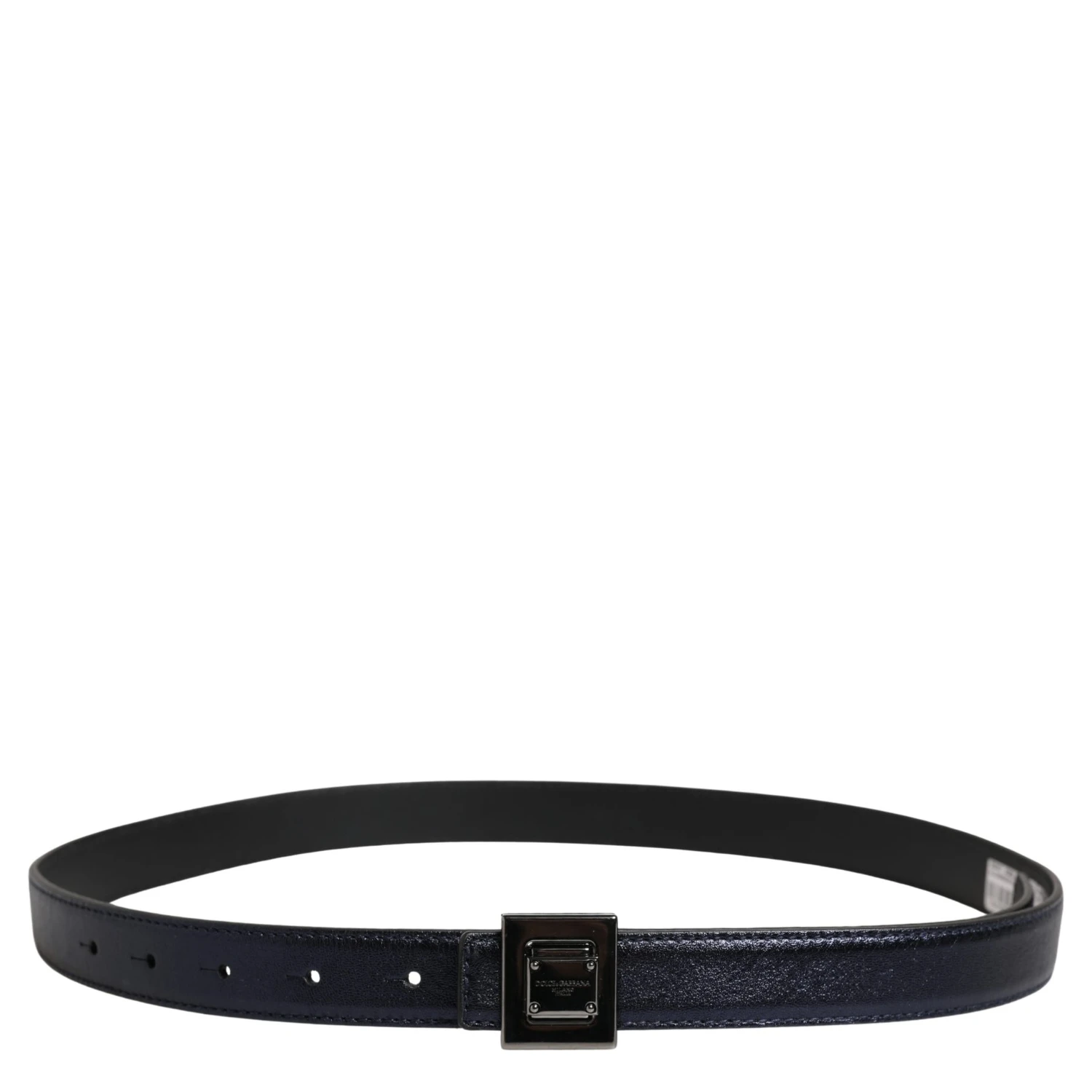 Men Black Classic Leather Square Buckle Belt