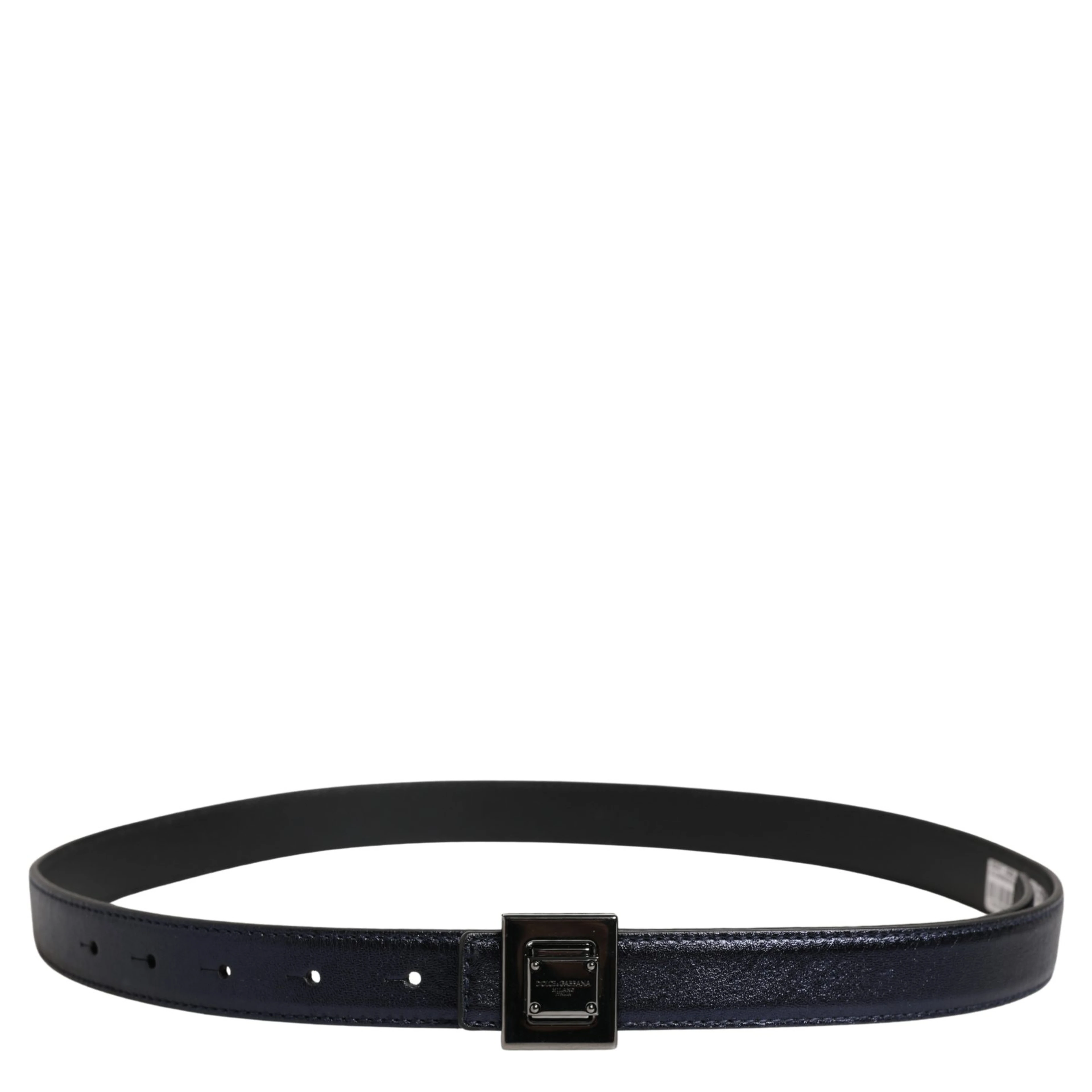 Men Black Classic Leather Square Buckle Belt