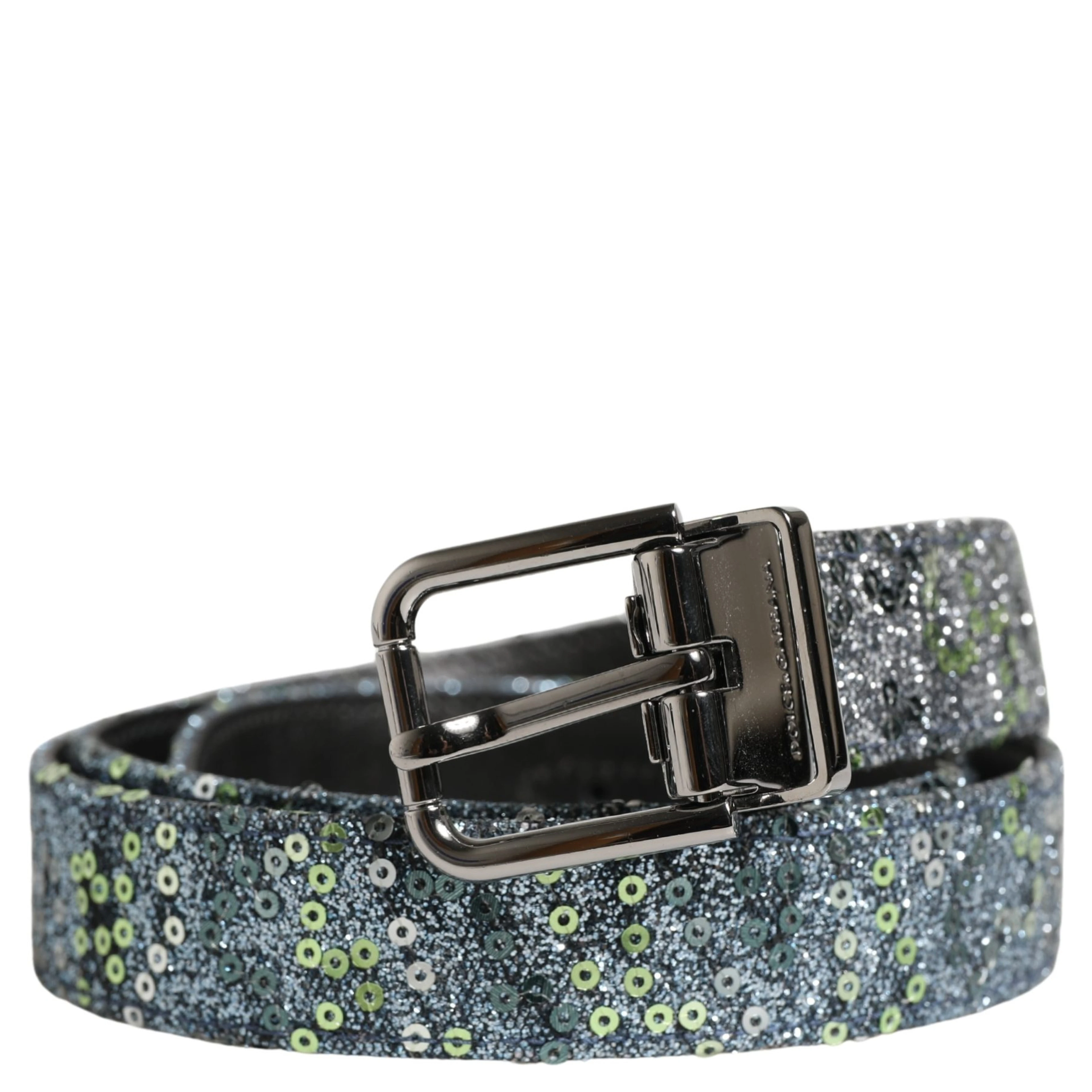 Men Multicolor Sequin Silver Metal Buckle Belt