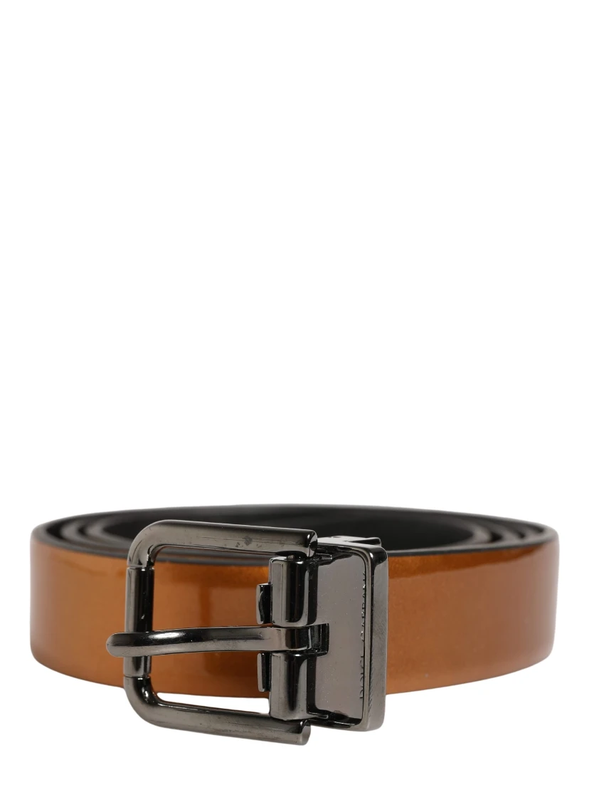 Men Brown Classic Leather Metal Buckle Belt