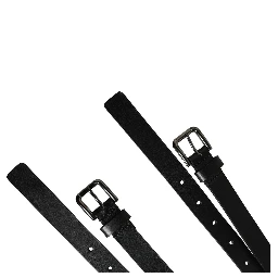 Black Double Strap Leather Silver Buckle Belt