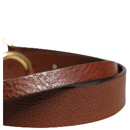 Men Brown Classic Leather Metal Buckle Belt