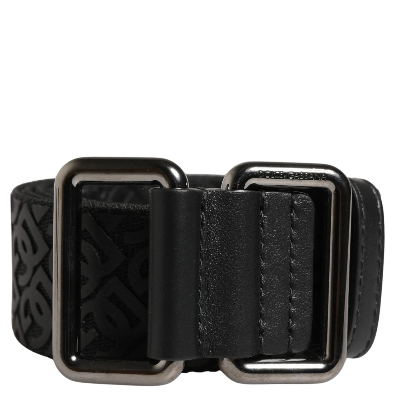 Men Black DG Logo Polyester Metal Buckle Belt