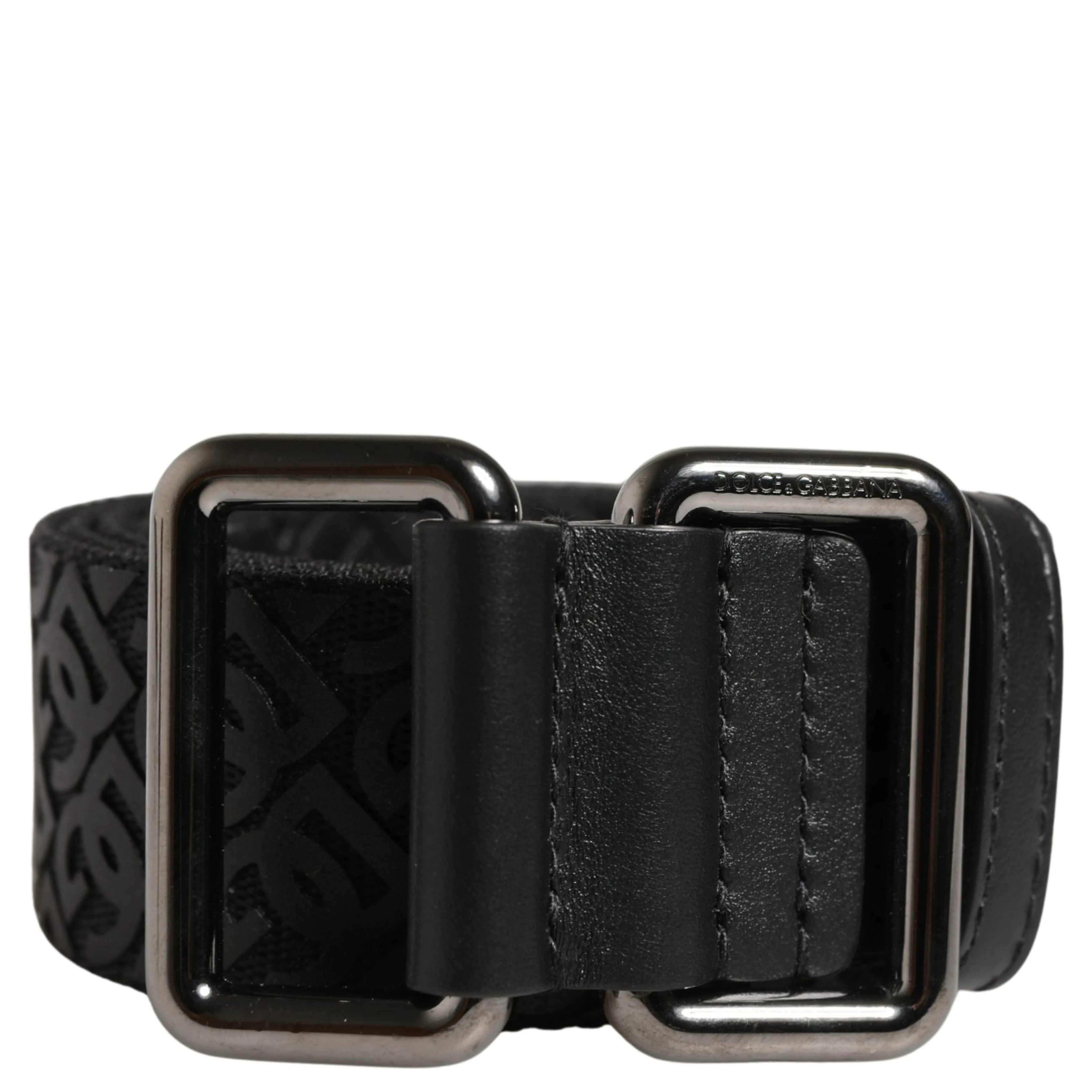 Men Black DG Logo Polyester Metal Buckle Belt