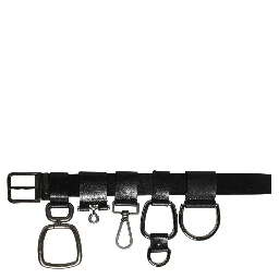 Black Calf Leather Silver Metal Buckle Belt