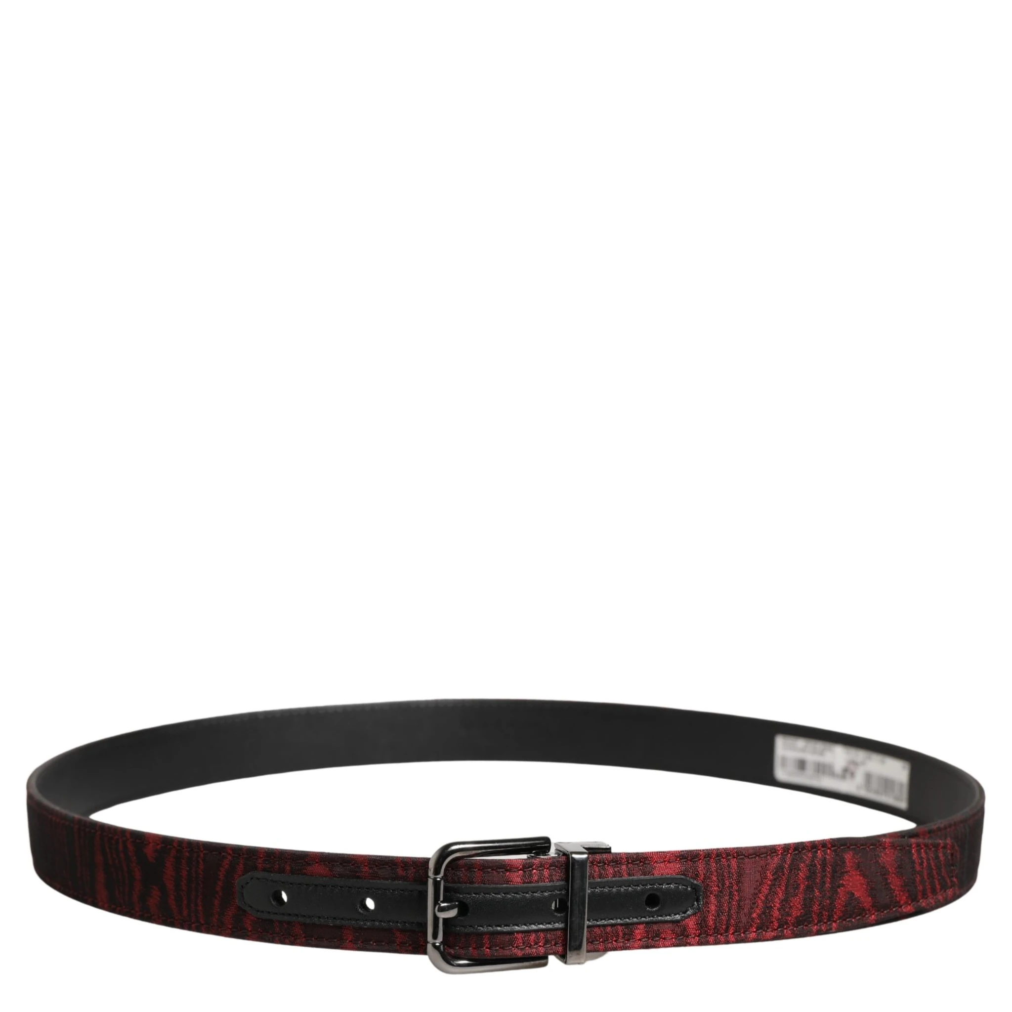 Men Red Jacquard Acetate Metal Buckle Belt