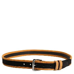 Men Black Orange Polyester Metal Buckle Belt