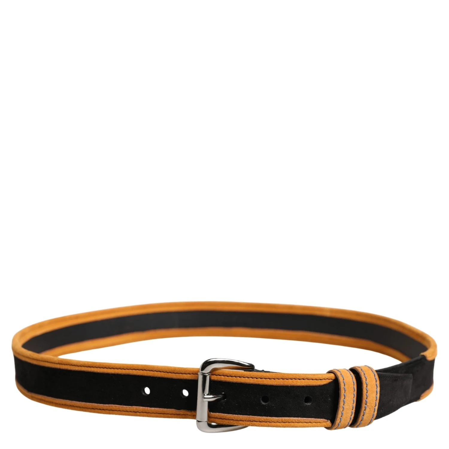 Men Black Orange Polyester Metal Buckle Belt