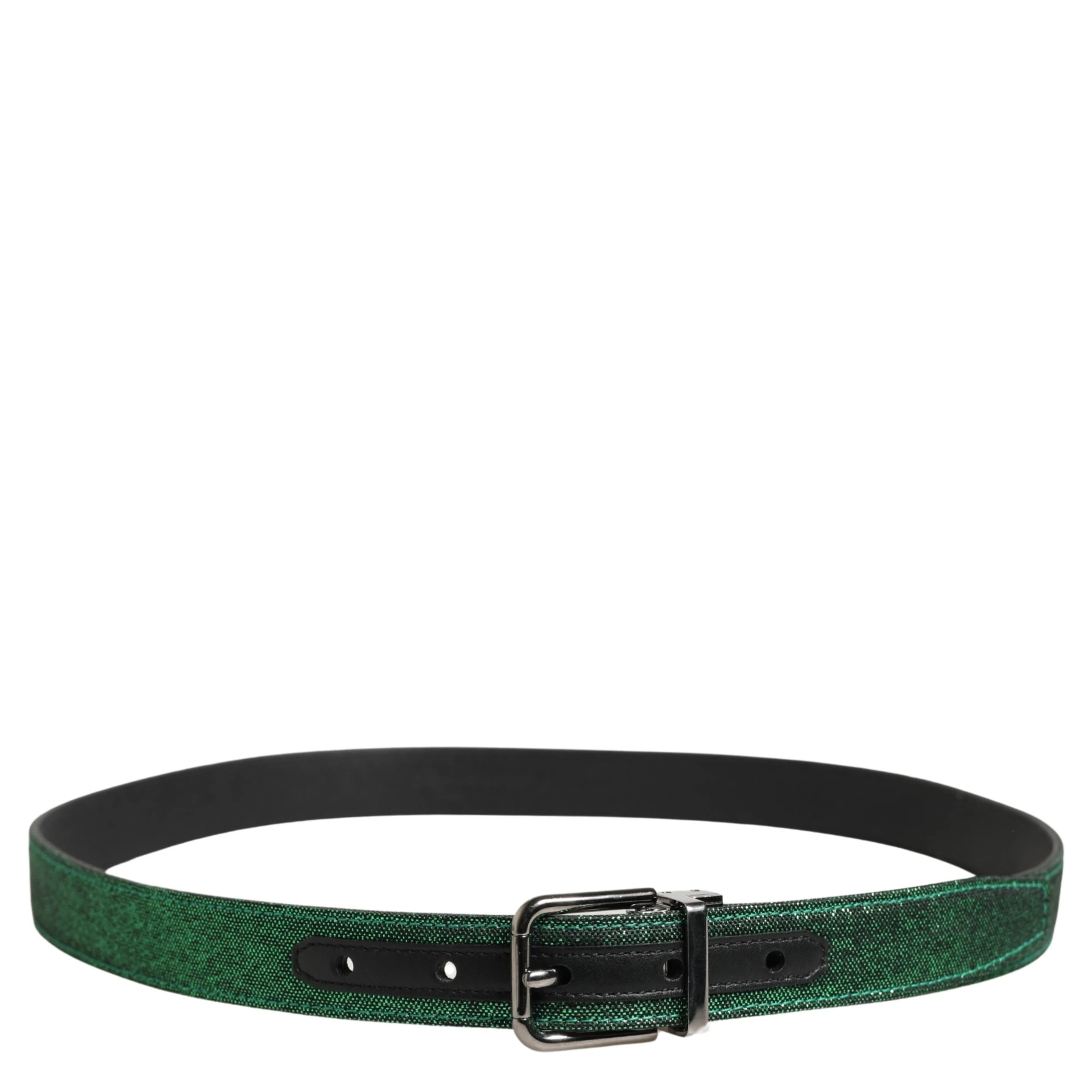 Men Green Lurex Polyester Metal Buckle Belt