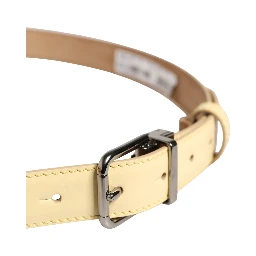 Men Yellow Classic Leather Metal Buckle Belt