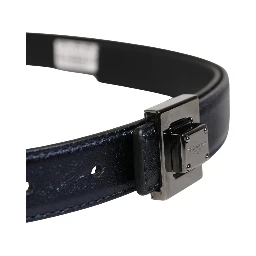 Men Black Classic Leather Square Buckle Belt