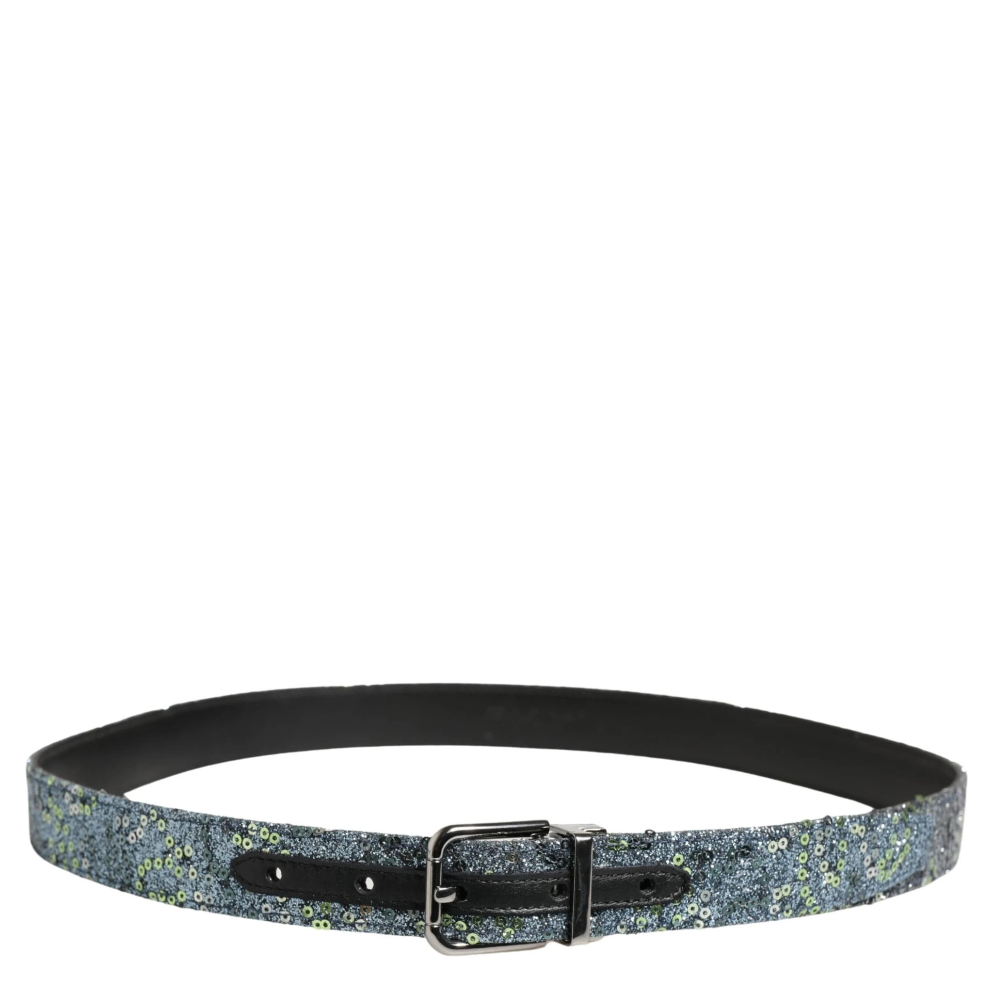Men Multicolor Sequin Silver Metal Buckle Belt