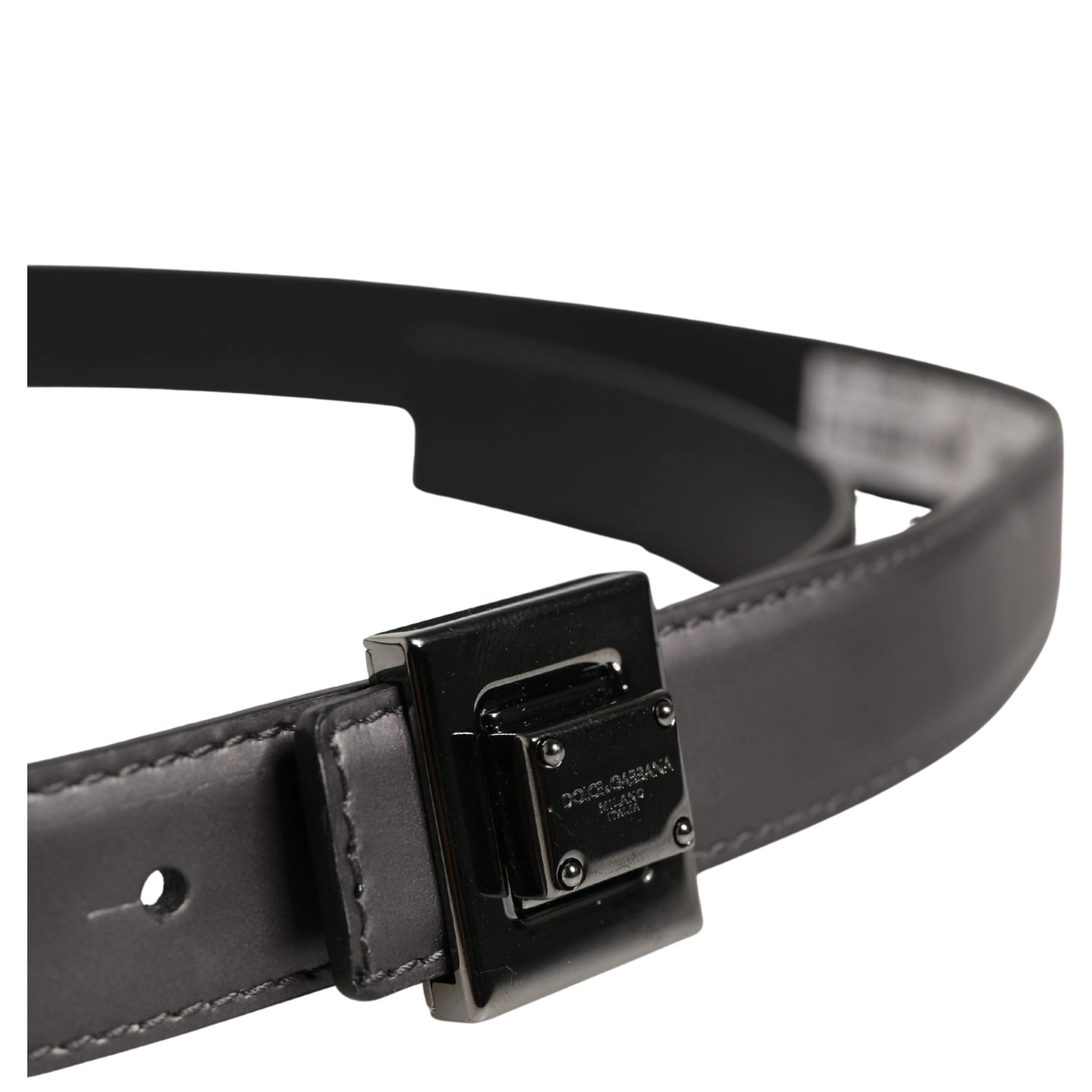 Men Silver Classic Leather Square Buckle Belt
