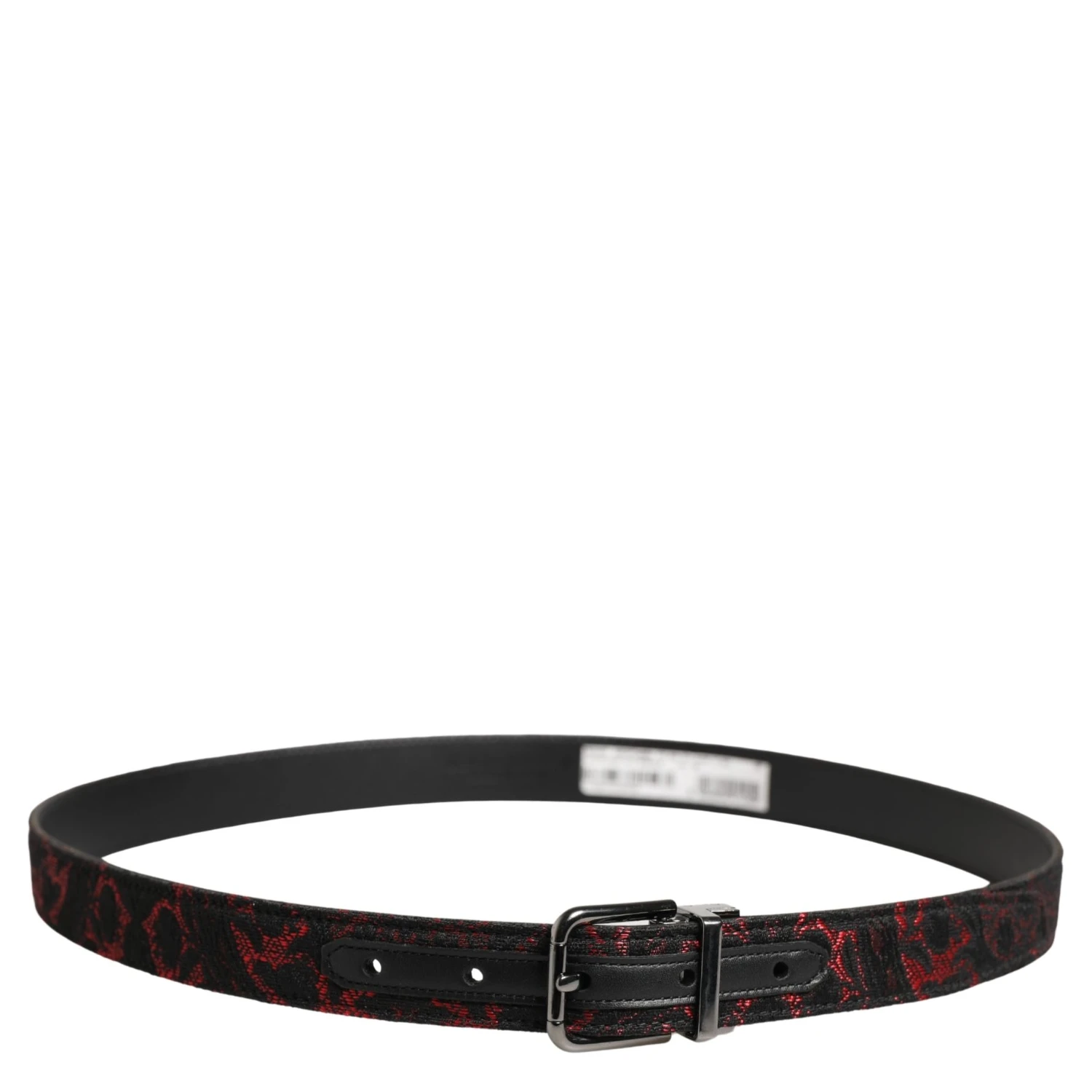 Black Red Polyester Silver Metal Buckle Belt